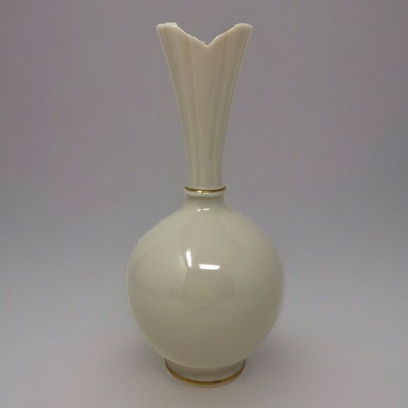 Lenox Wheat Design Bulbous Bud Vase VTG Ivory w/24K Gold Elegant Classic USA - Picture 4 of 10
